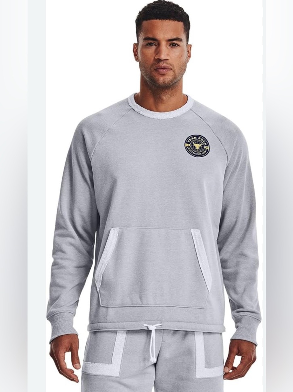 Under Armour Men’s Gray Crewneck Sweater with White Trim